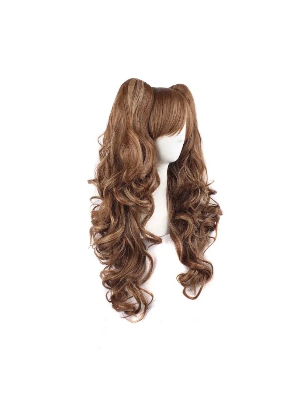 Women's Brown Khaki Synthetic Lolita Long Curly Clip On Ponytails Cosplay Wigs
